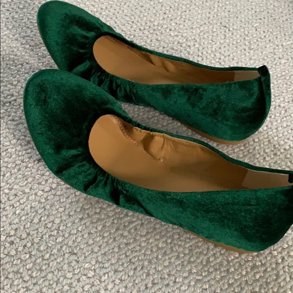J. Crew Factory Shoes - J.Crew Factory Green Velvet Ballet Flats- NEW